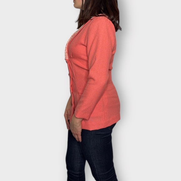 Vintage 1960s Custom Tailored, Peach, Lace, Double Breasted, Blazer - Picture 3 of 6